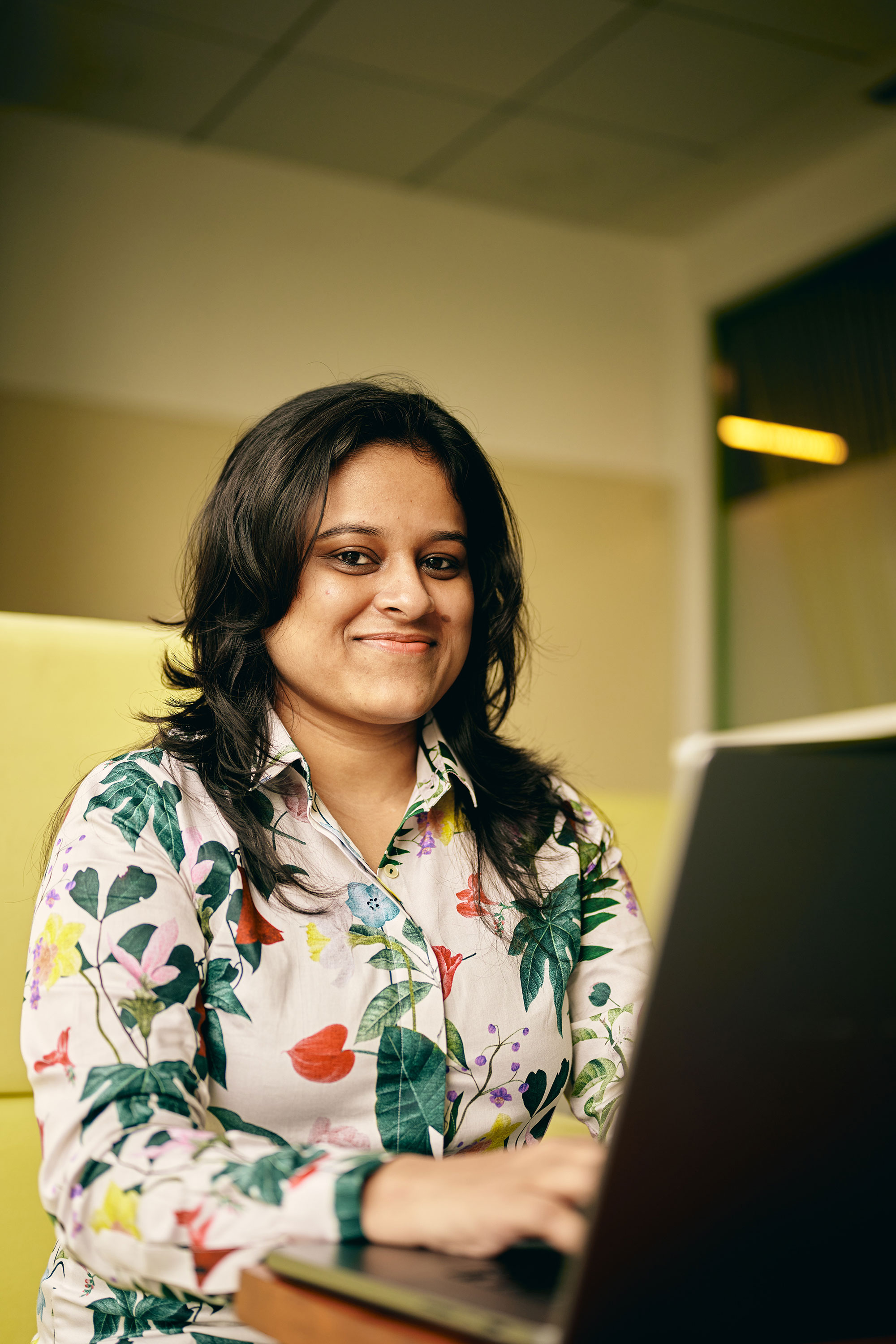 a woman smiling at the camera