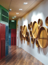 a wall with circular objects on it