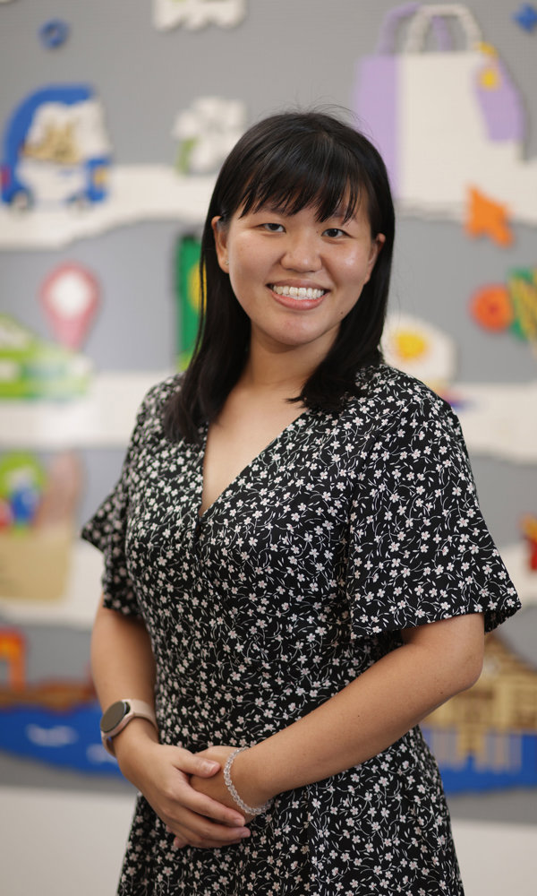 a woman smiling at camera