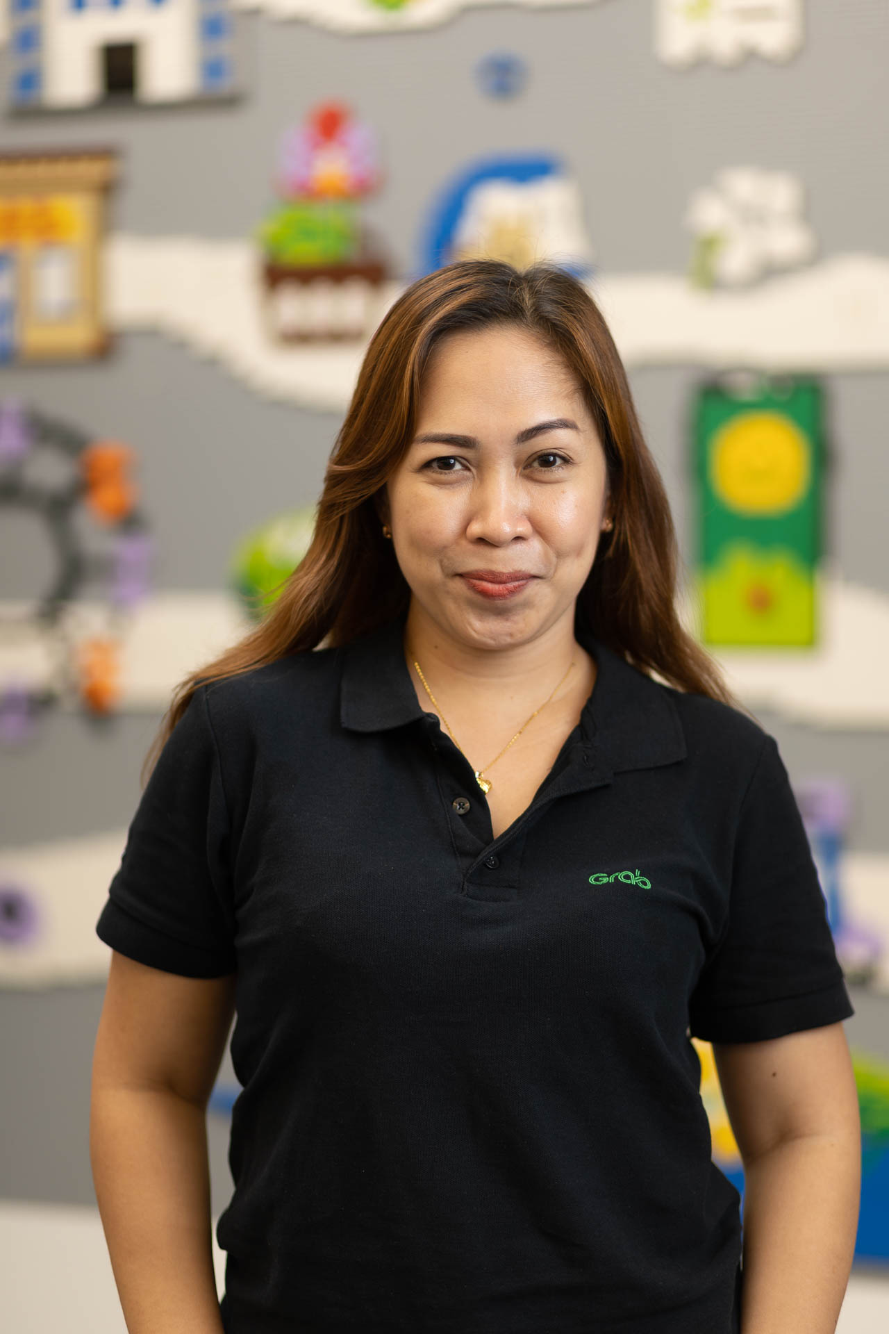 a woman in a black shirt