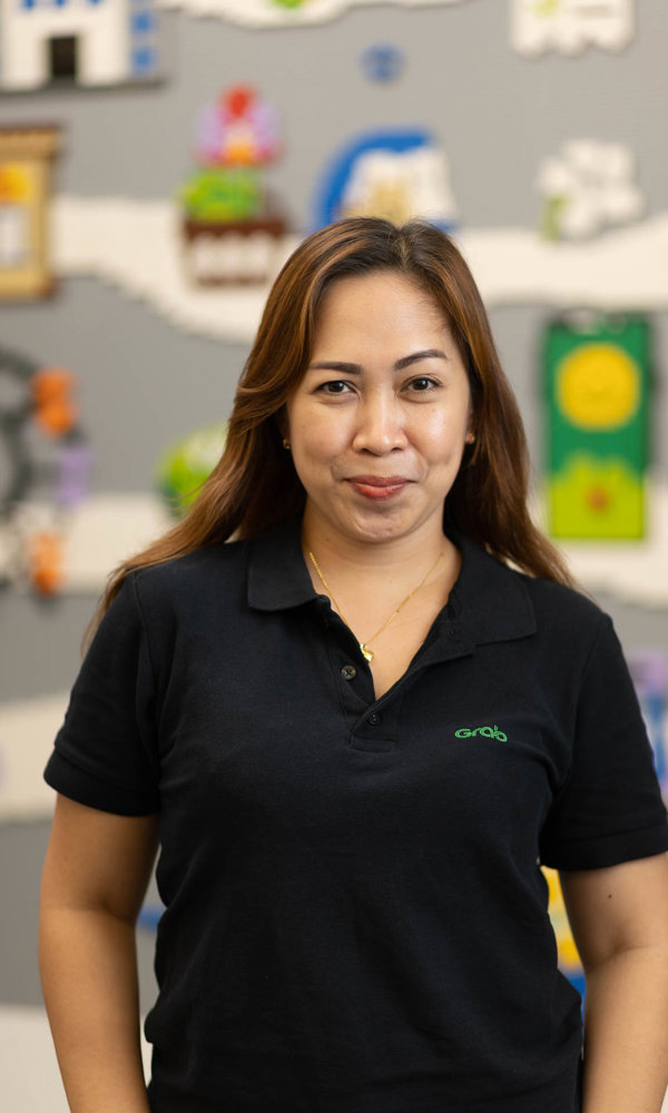 a woman in a black shirt