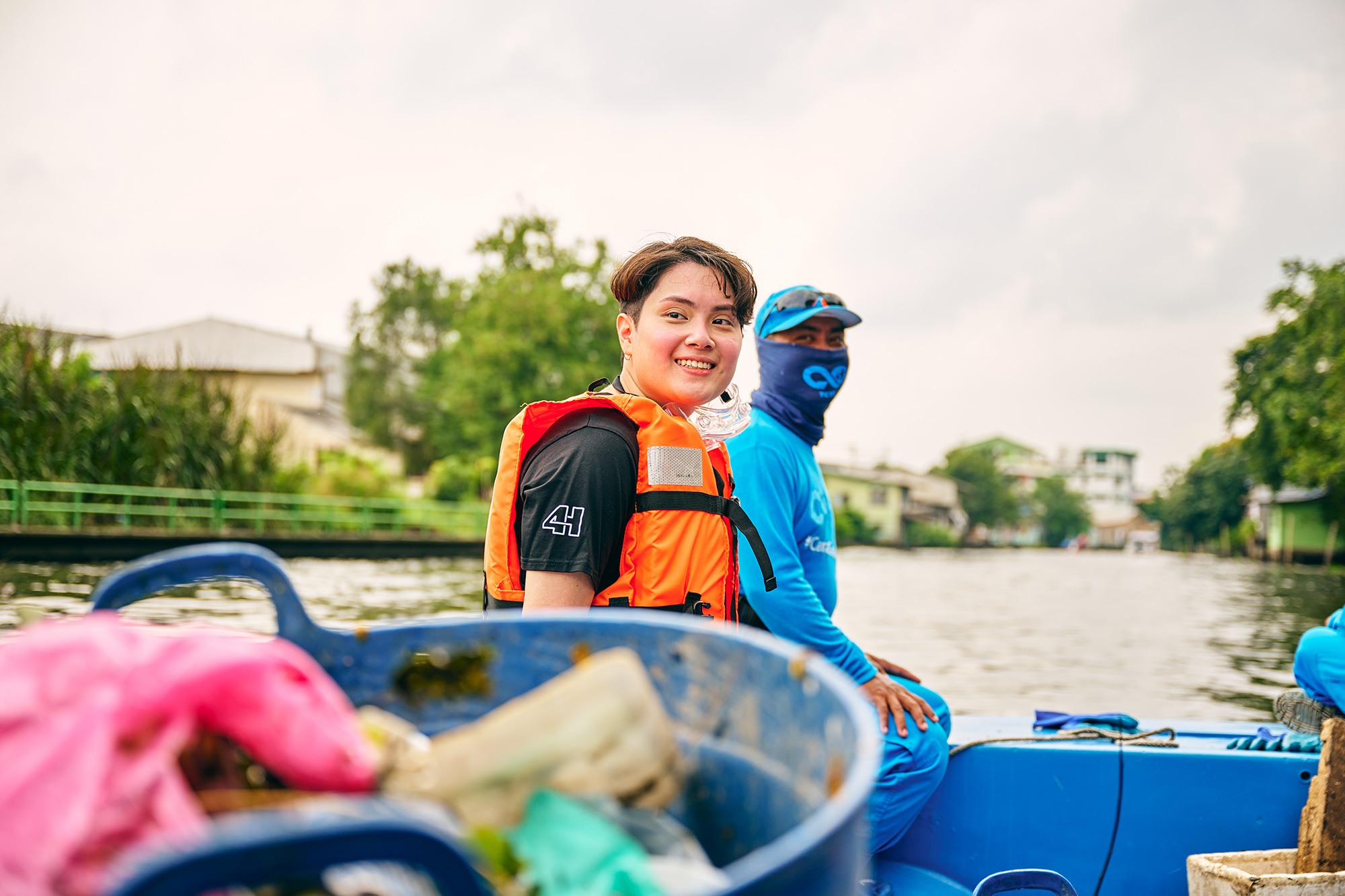 a man and woman on a boat