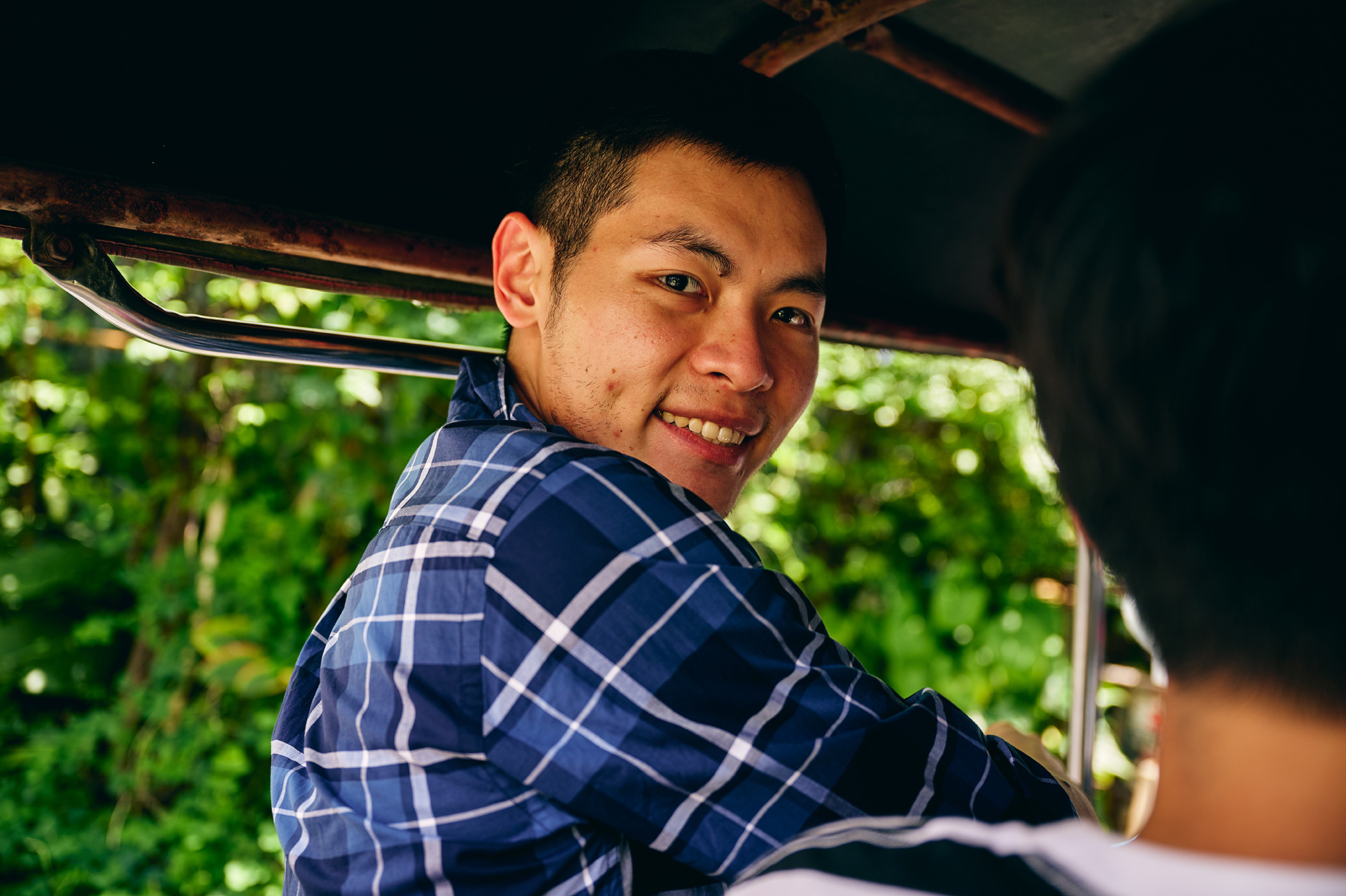 a man smiling at camera