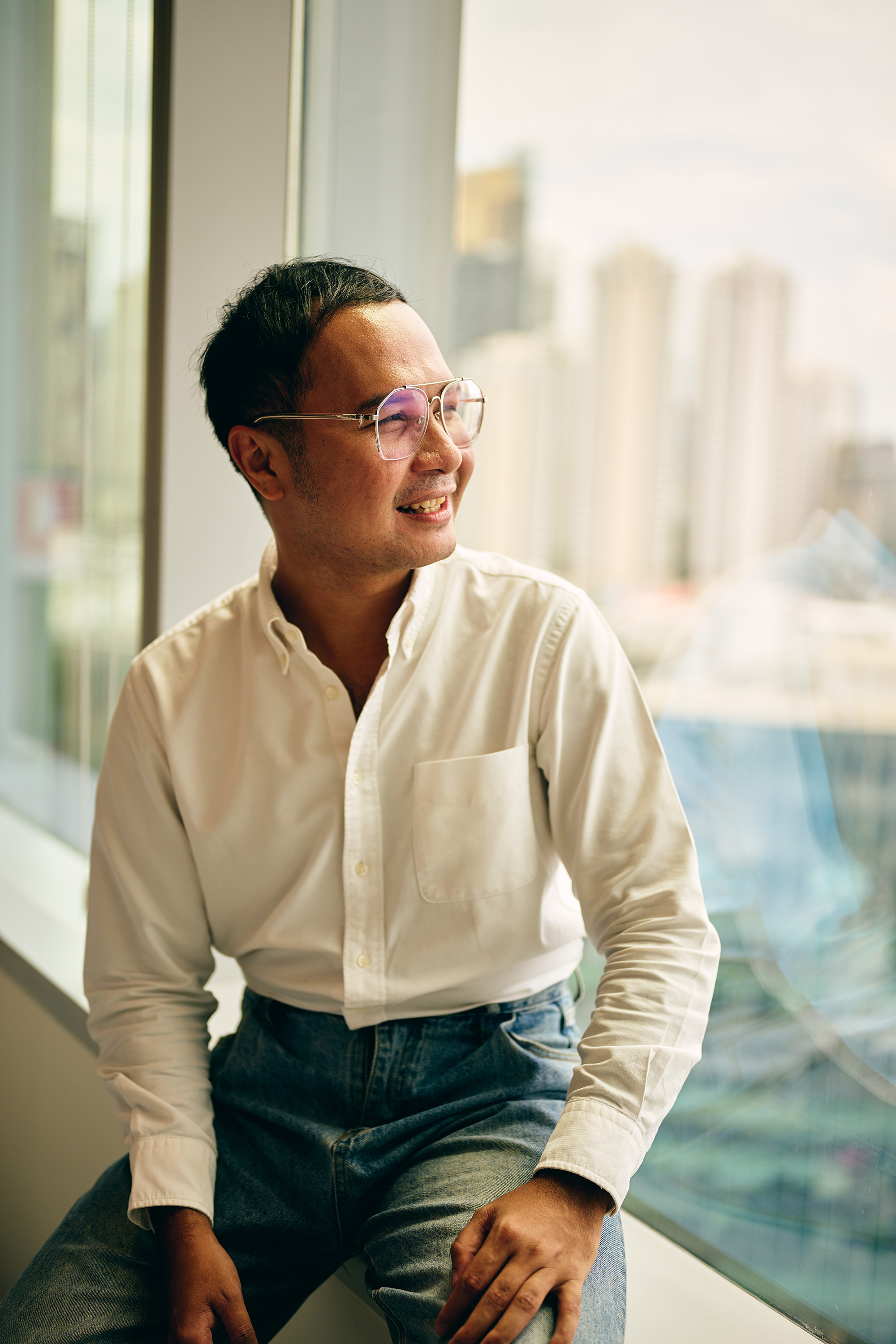 a man in a white shirt