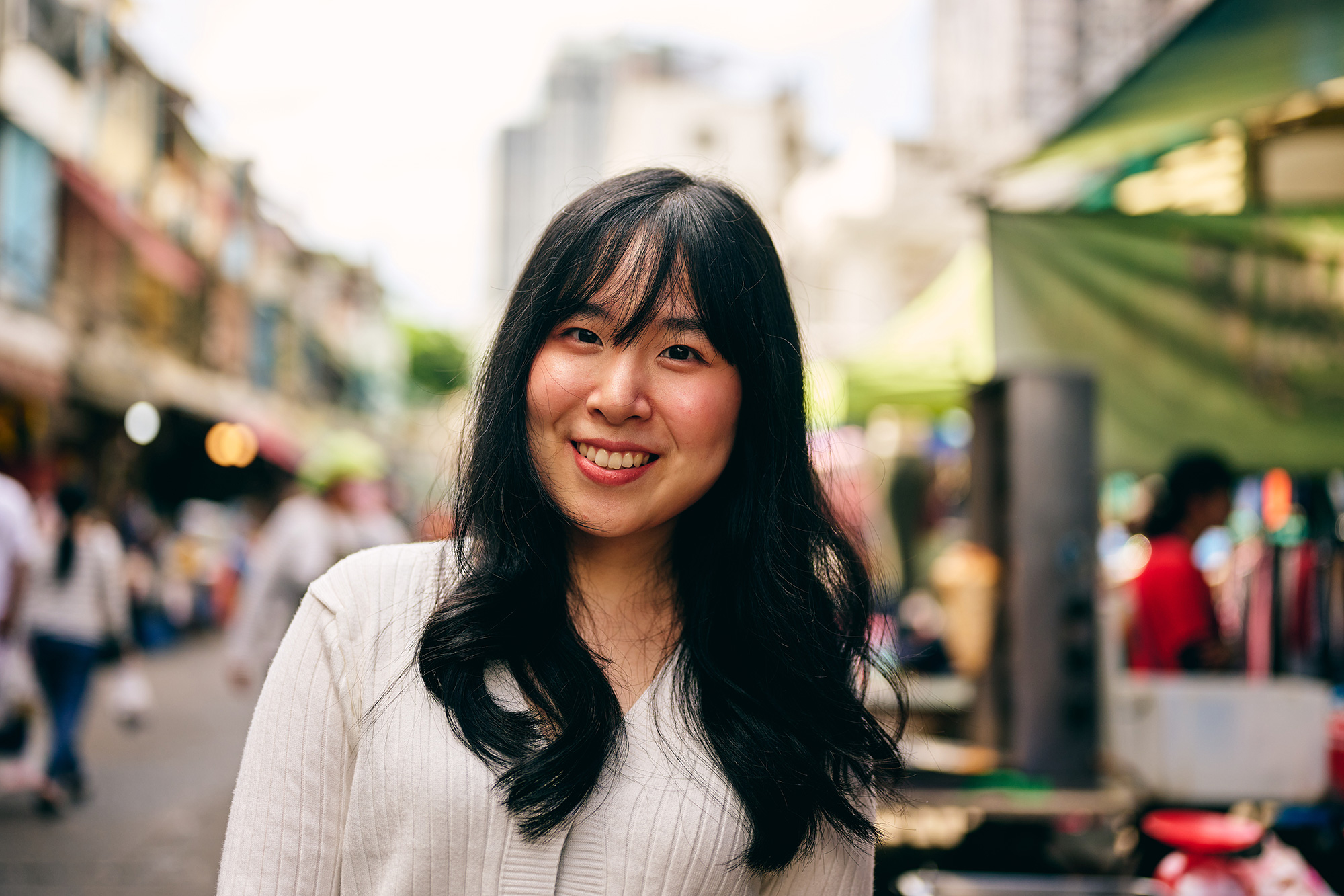 a woman smiling at camera
