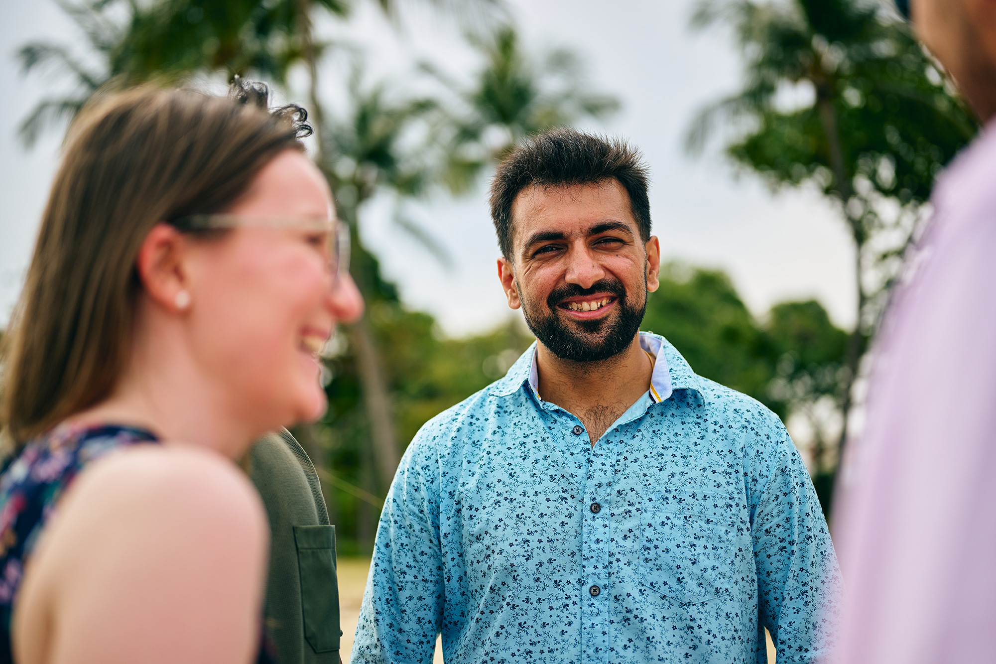 a man and woman smiling